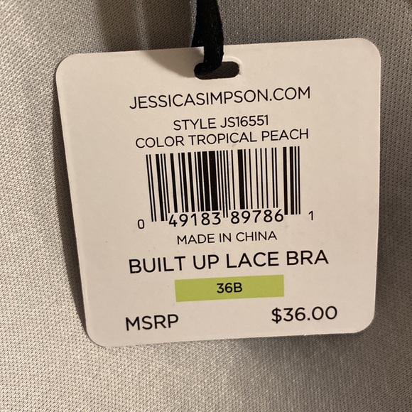 NWT Jessica Simpson Built Up Lace Bra- size 36B - Picture 7 of 7